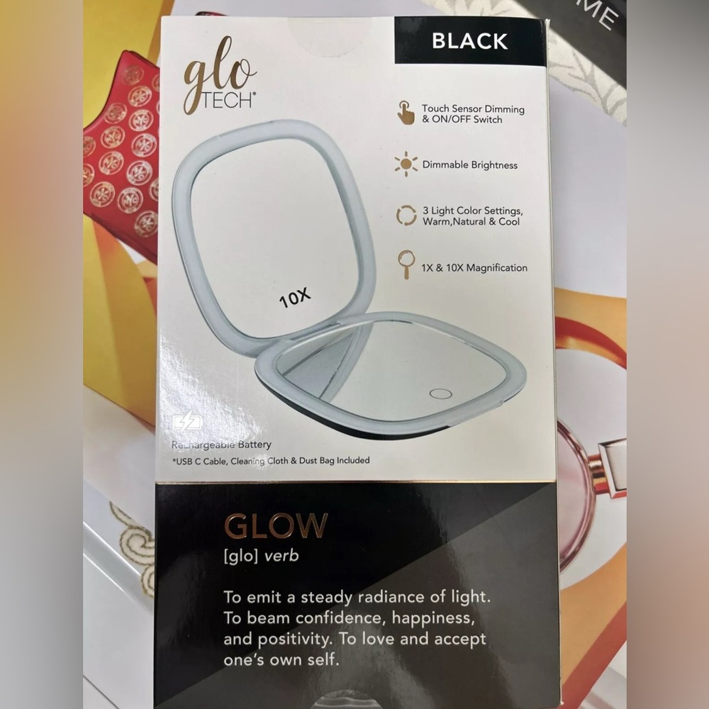 Glo Tech LED compact mirror. Black new sealed box